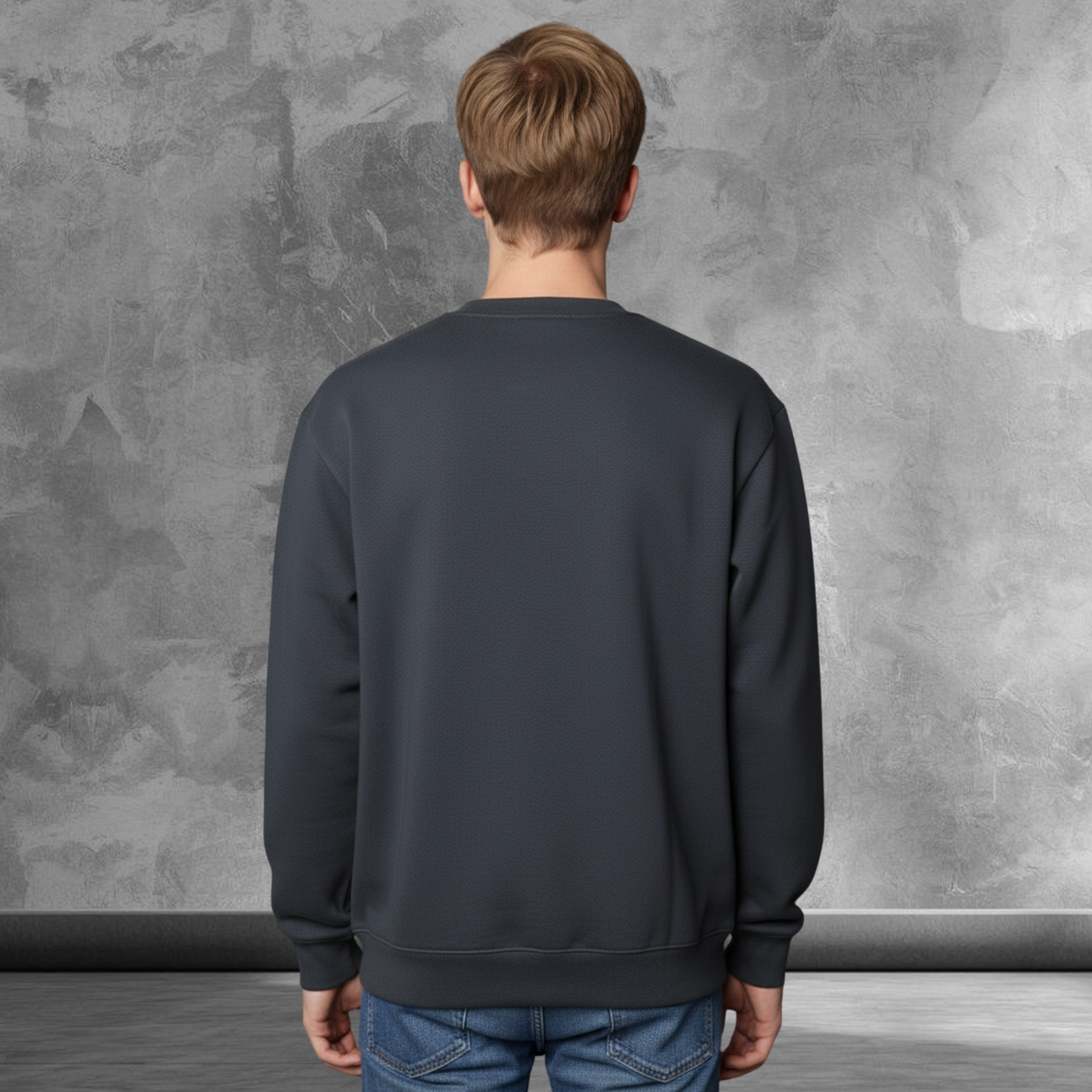 Men Dark Charcoal Crew Neckline Sweatshirt "Mount Everest Print" Top