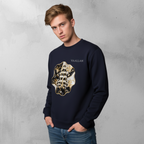 Men Casual Crew Neckline Top Sweatshirt "Golden Frog" In Navy Long Sleeves