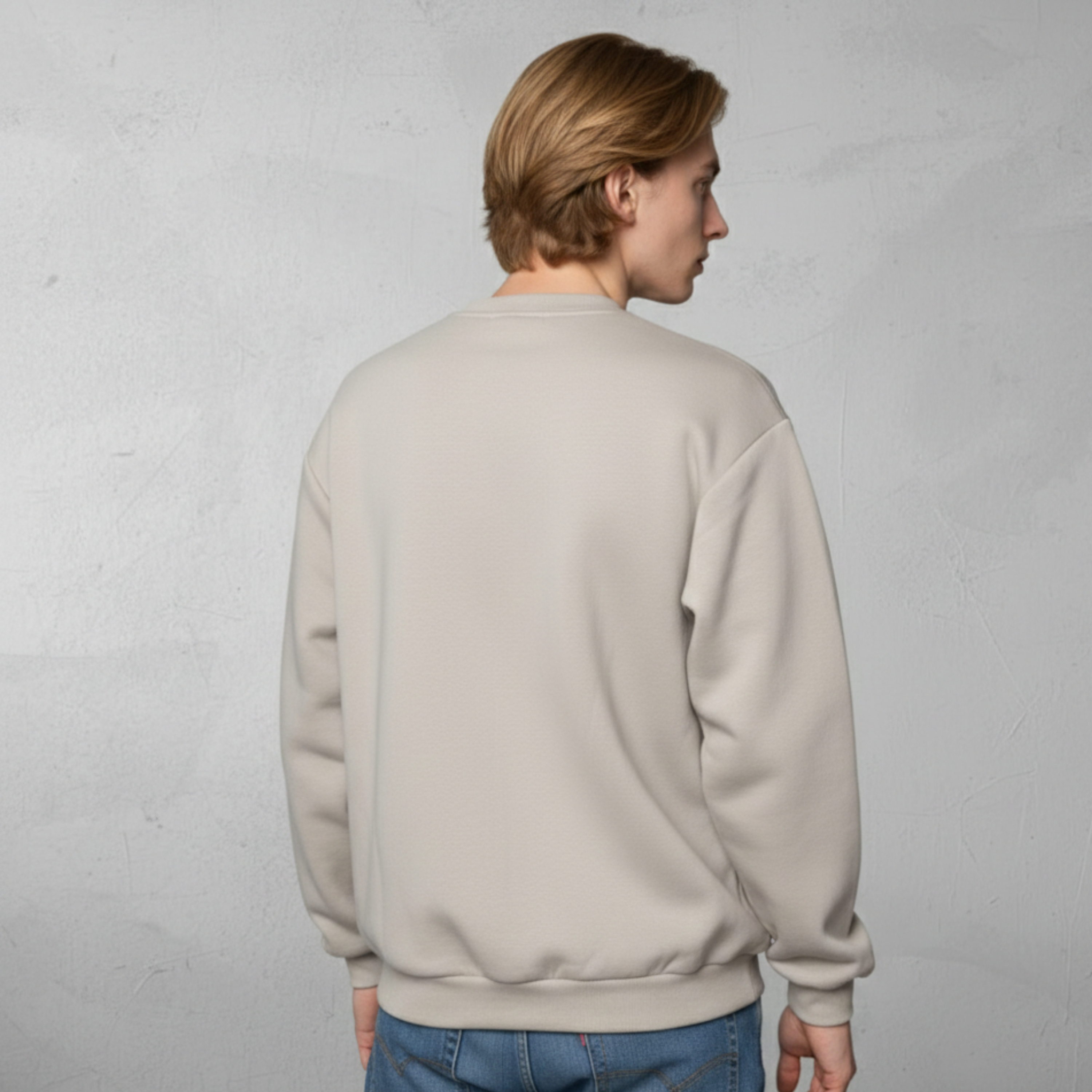 Men Long Sleeves Crew Neckline Sweatshirt "Apollo and Emperor Augustus Love" Top In Sandstone Colourr