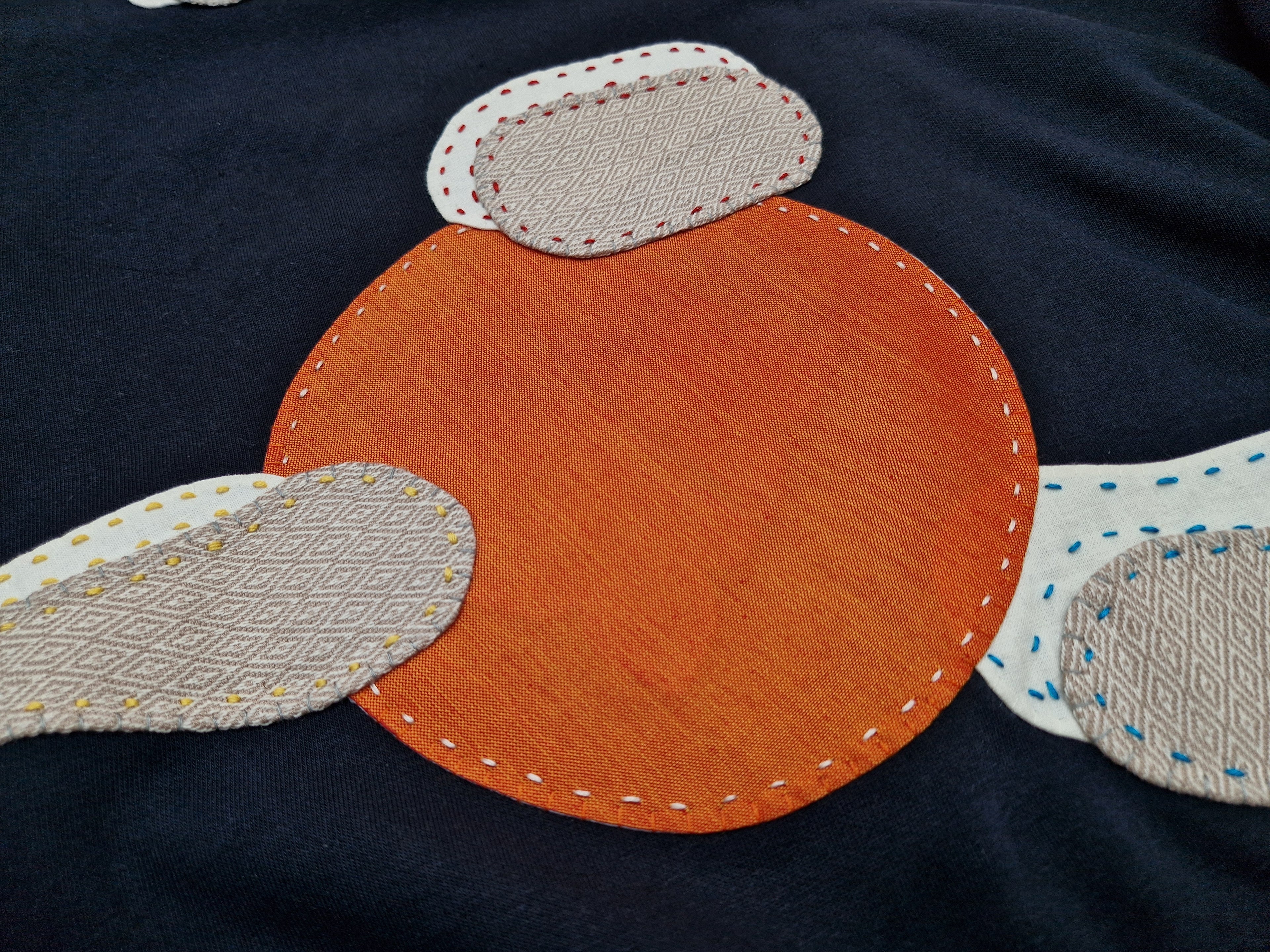 Men Long Sleeves Top "Sun And Clouds" Sweatshirt In Crew Neckline Navy