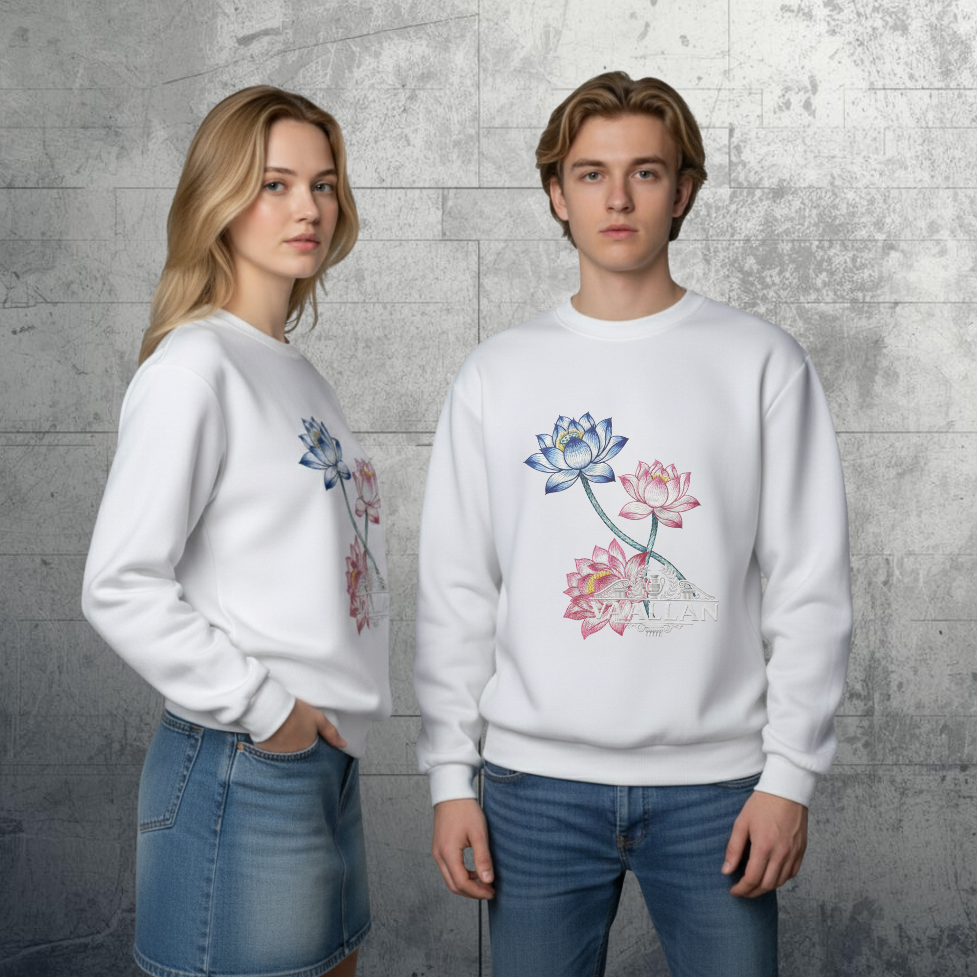 The Lotus, White Unisex Crew Neckline Sweatshirt