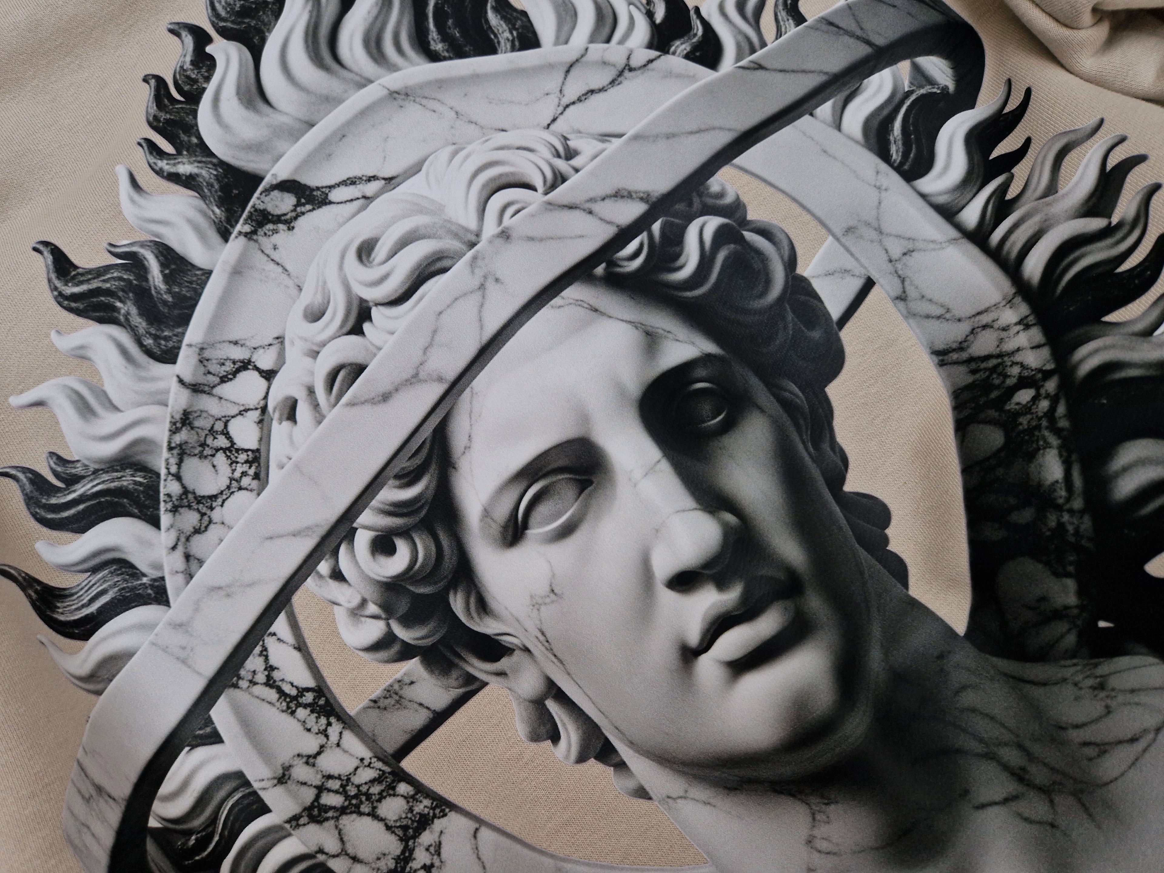 Men’s Casual Crew Neck Sweatshirt Top "The Greek God Of The Sun" In Sandstone Colour