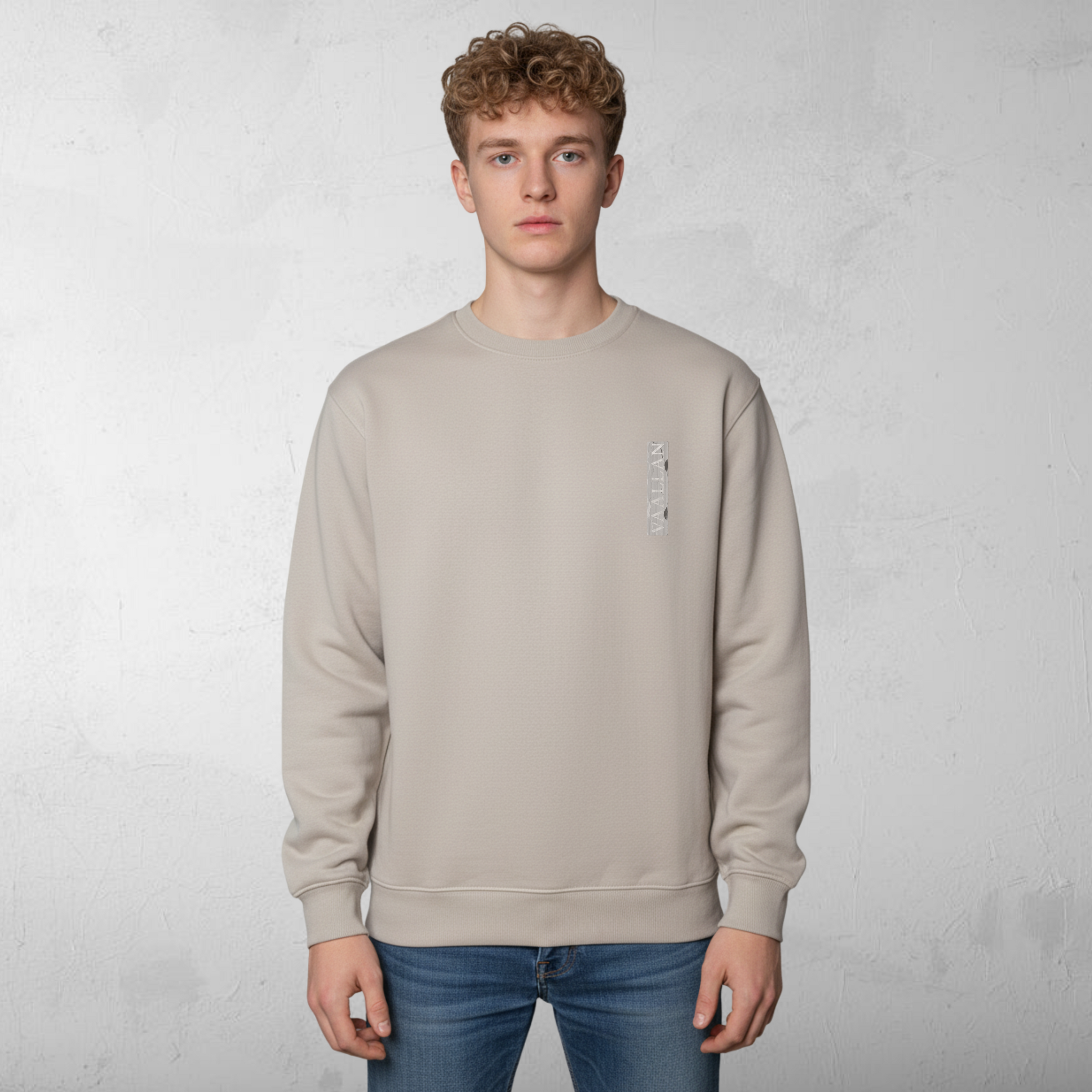 Men’s Casual Crew Neck Sweatshirt Top "The Greek God Of The Sun" In Sandstone Colour