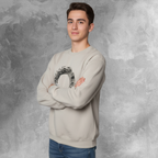 Men Casual Top Sweatshirt "The Circle Of Helios" In Sandstone Crew Neckline