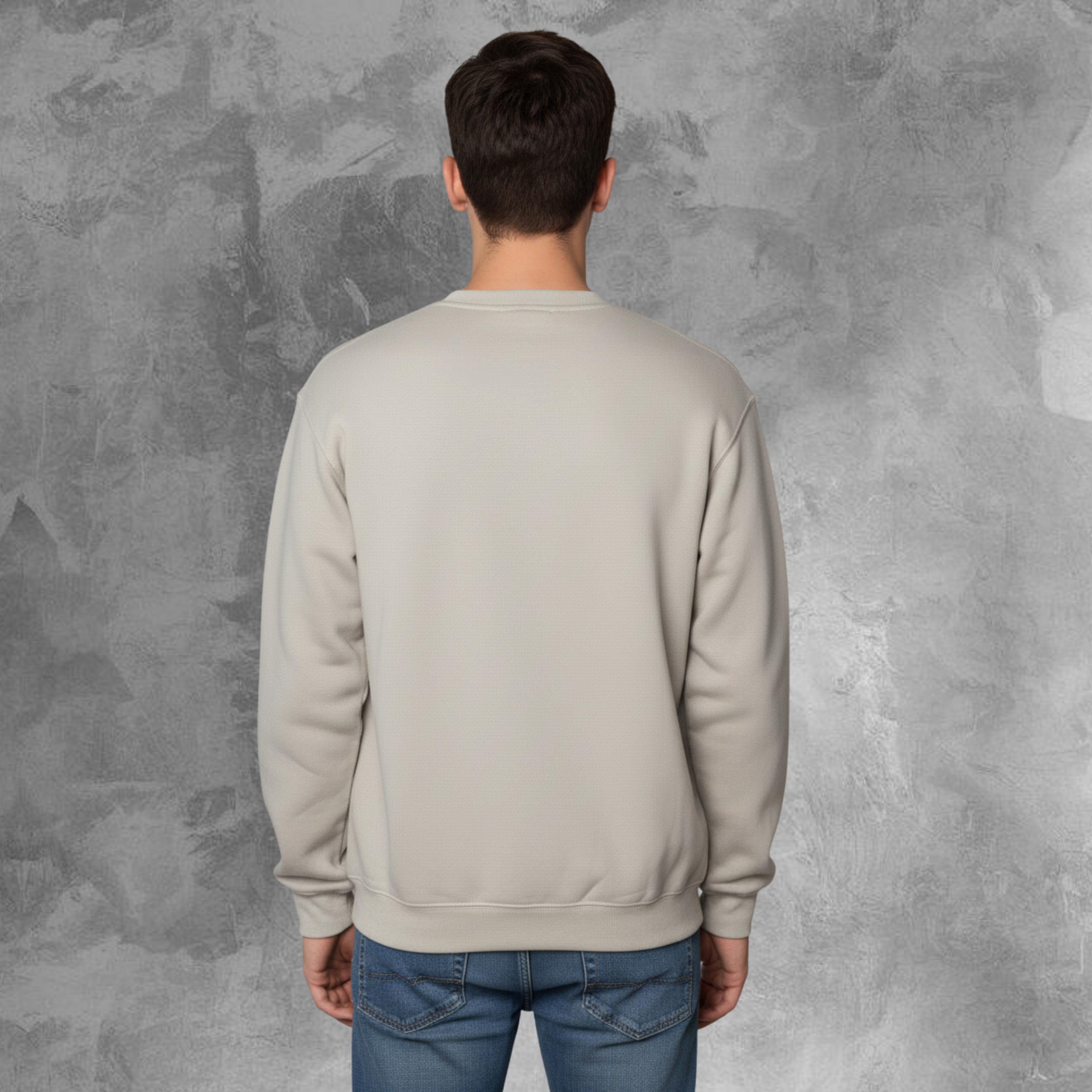 Men Casual Top Sweatshirt "The Circle Of Helios" In Sandstone Crew Neckline