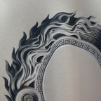 Men Casual Top Sweatshirt "The Circle Of Helios" In Sandstone Crew Neckline