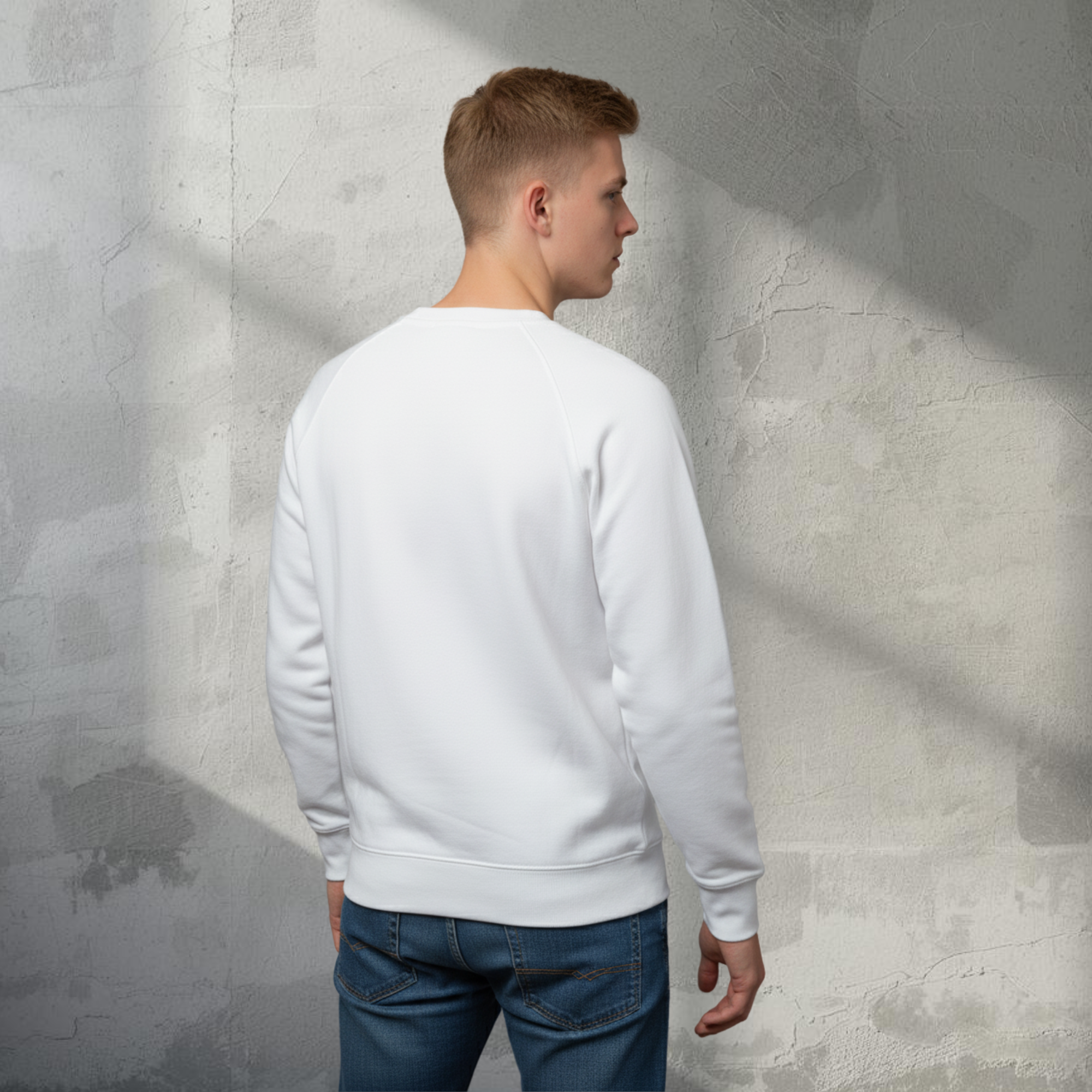 Men White Top "The Honeycomb" Long Sleeves Crew Neck Sweatshirt