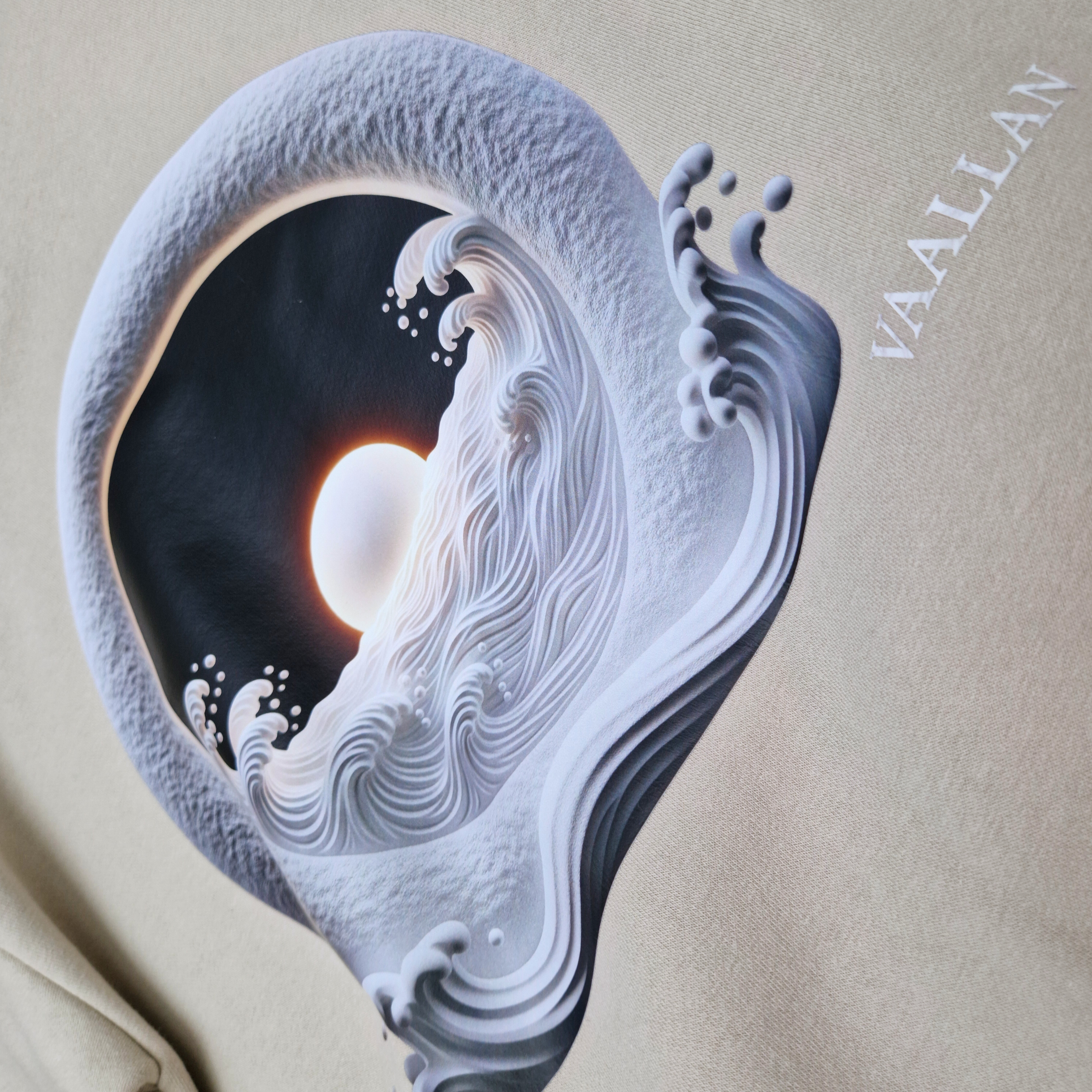 Men's Crew Neck Long Sleeve Sweatshirt "The Great Sea" In Sandtone Evening Casual Top