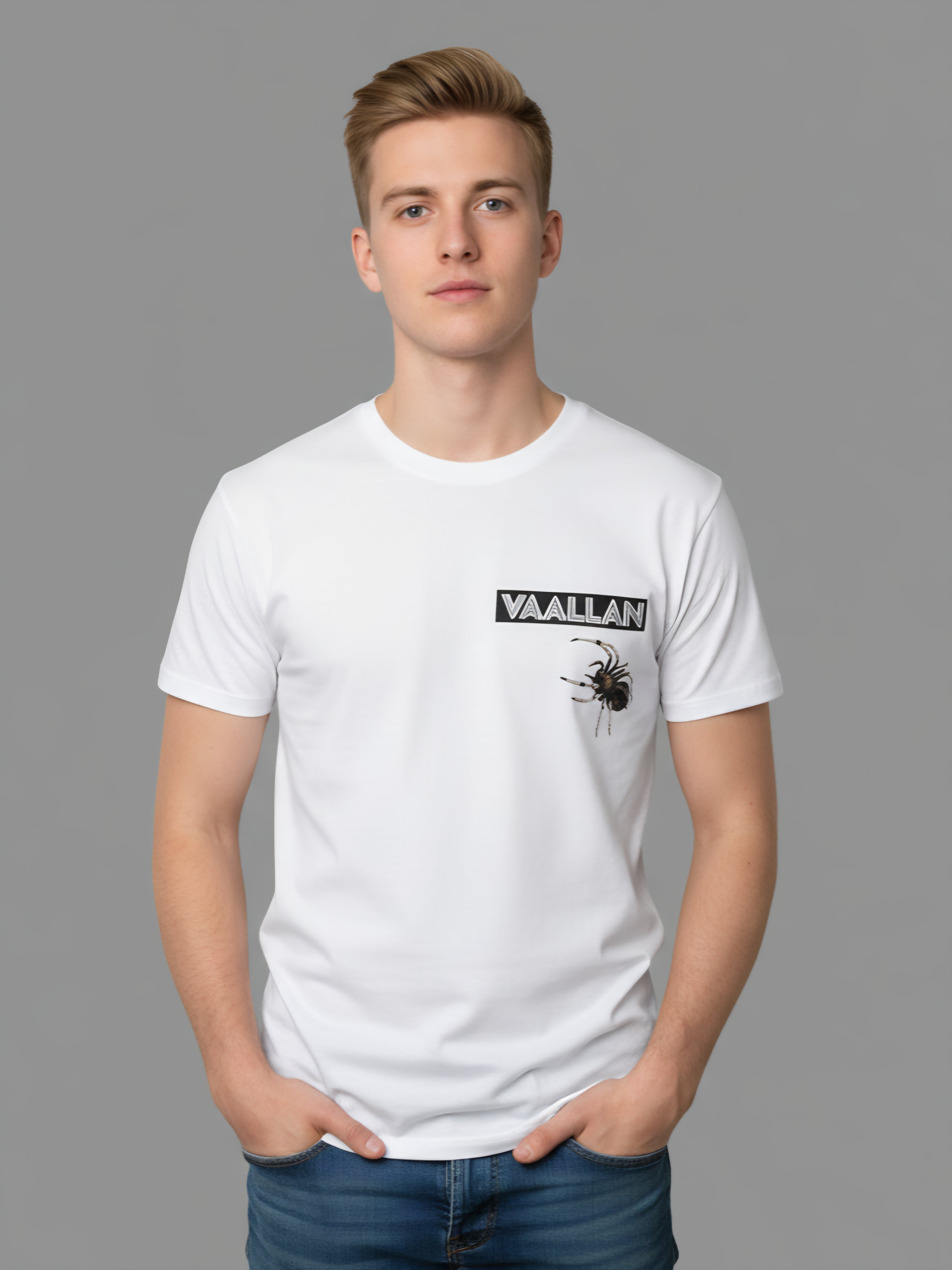 Men White Tshirt "The Spider" In Short Sleeves