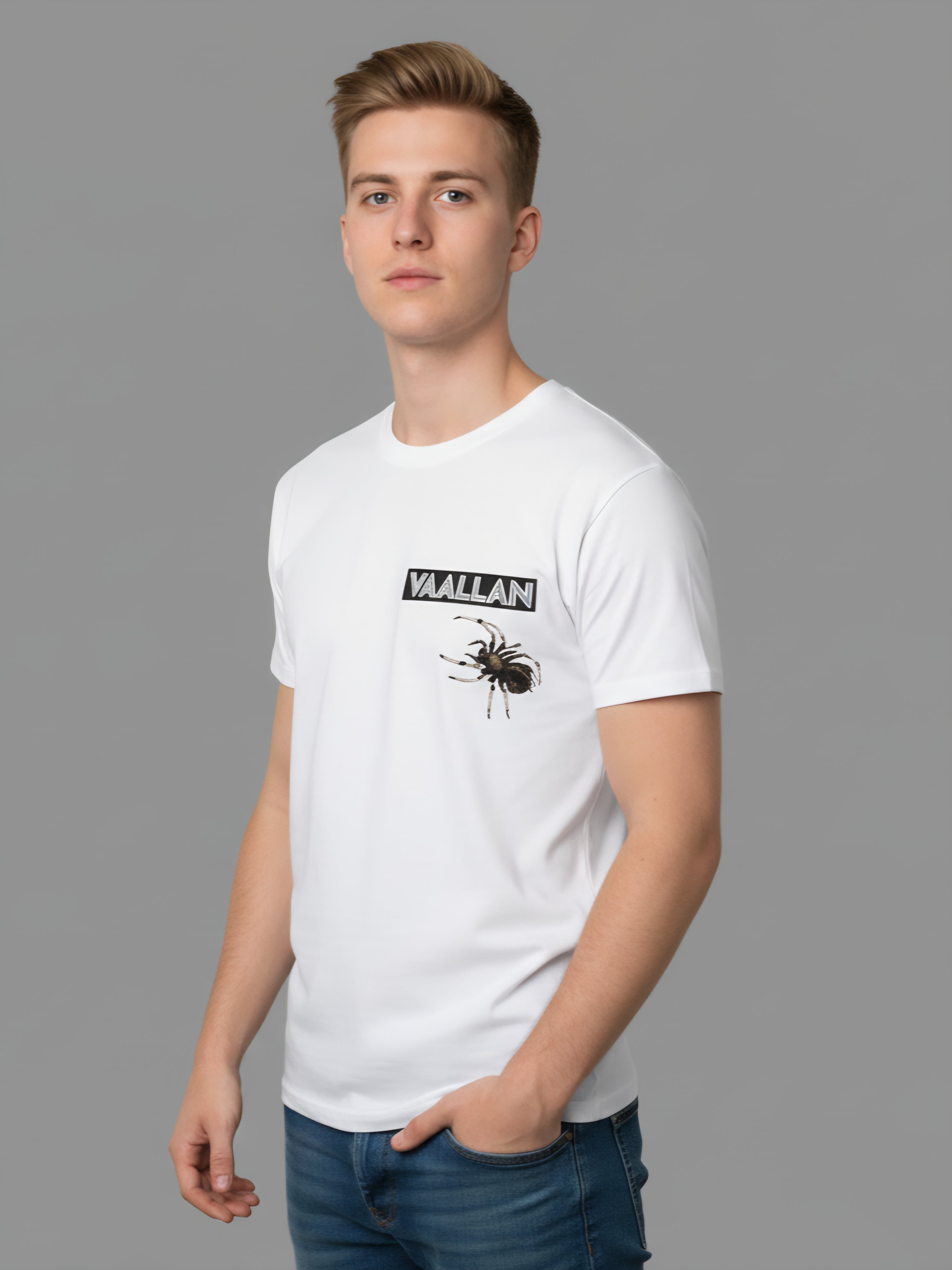 Men White Tshirt "The Spider" In Short Sleeves