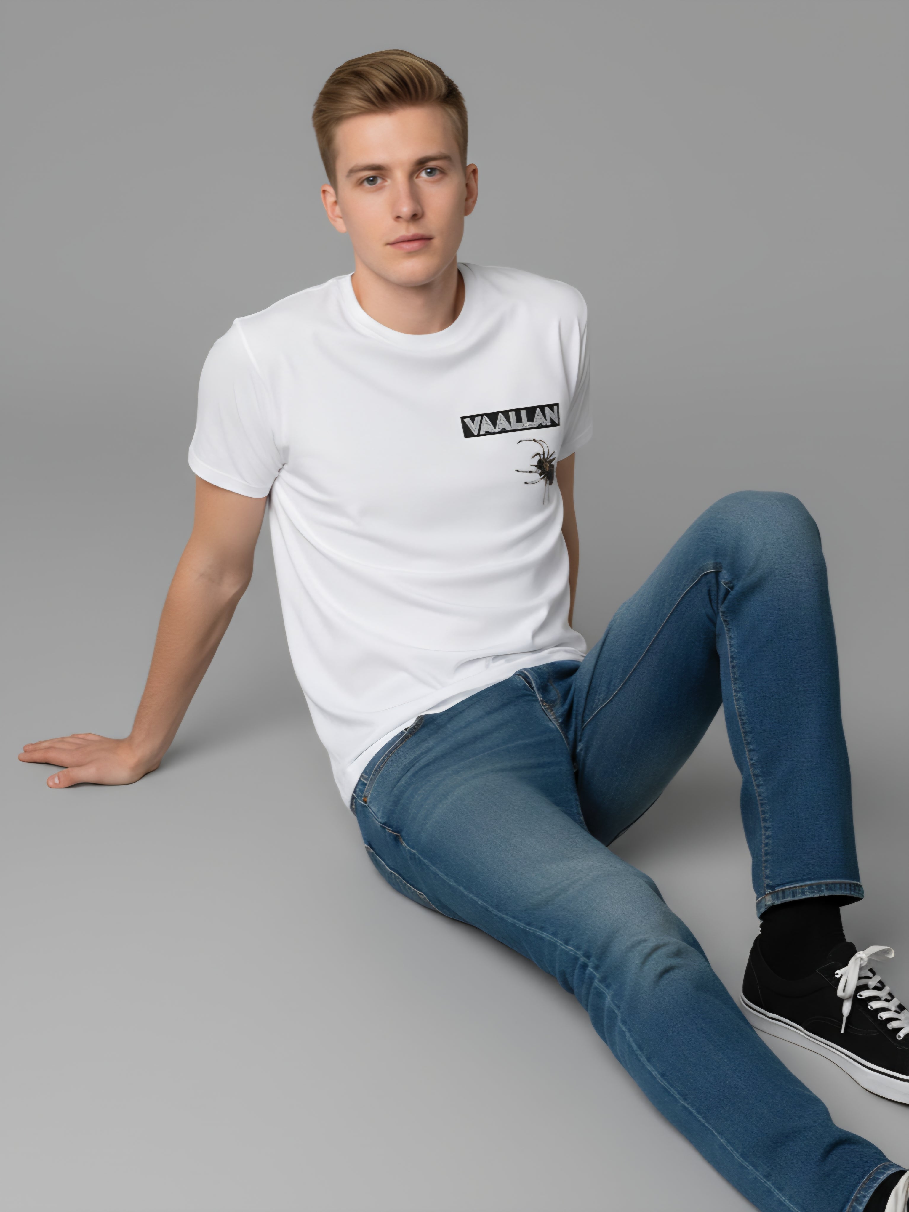 Men White Tshirt "The Spider" In Short Sleeves