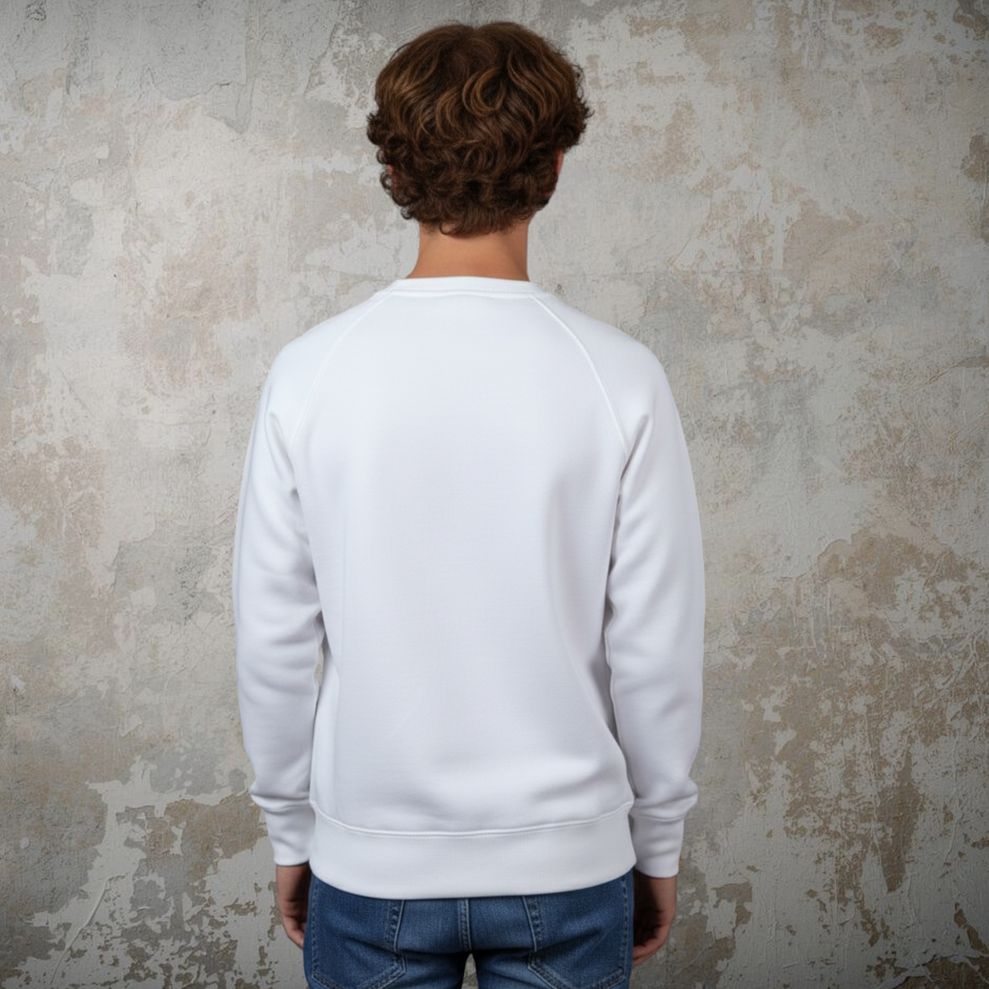 Men's Long Sleeves White Sweatshirt “Love Swan” Print Crew Neck Top