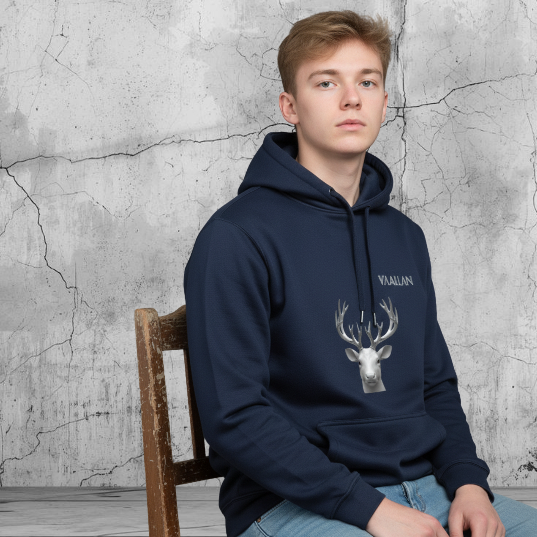 Unisex Hoodies "Reindeer Motif" In Navy