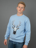 "VAALLAN’s Reindeer" Men Sky Blue Sweatshirt Streetwear Casual Wear Evening Top