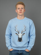 "VAALLAN’s Reindeer" Men Sky Blue Sweatshirt Streetwear Casual Wear Evening Top